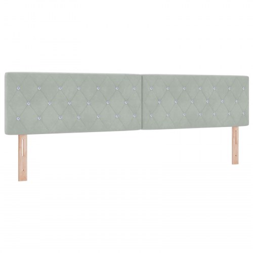 Ottoman seng med madras og LED 200 x 200 cm - lysegrå velour