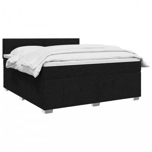 LED boksmadrasseng med madras 180 x 200 cm sort stof