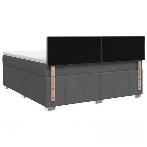 Boxmadras seng med topmadras og LED mørkegrå 140 x 190 cm