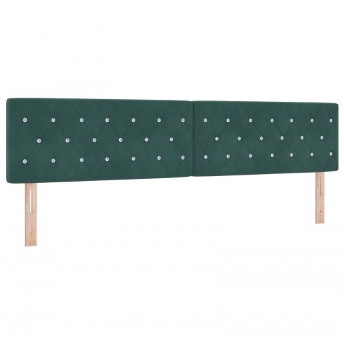 Kontinentalseng med madras og LED 200 x 200 cm mørkegrøn velour