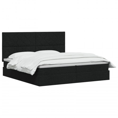 LED opbevaringsseng med madras 200 x 200 cm i sort stof