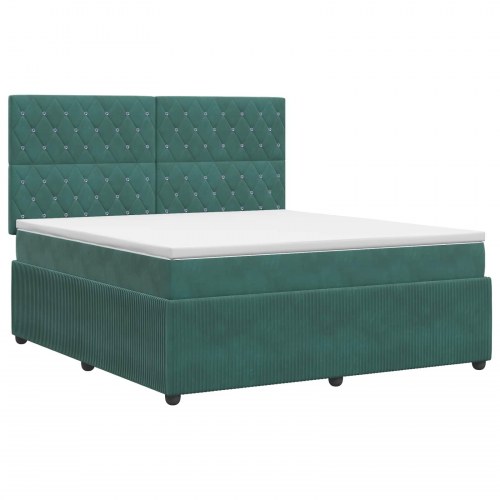 Boxmadras med topmadras 140 x 190 cm i mørkegrøn fløjl