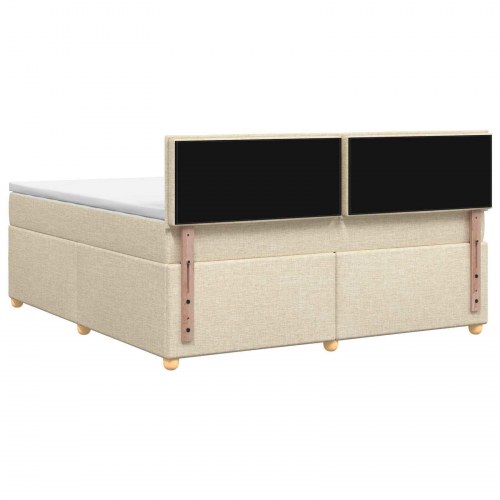 Boxspring seng med topmadras 140 x 190 cm cremefarvet stof
