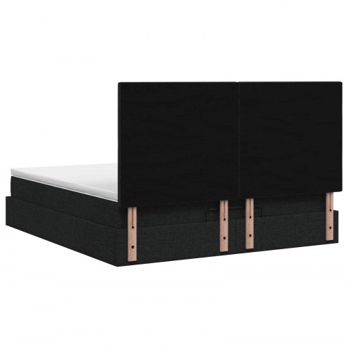 Ottoman seng med opbevaring og madras 180 x 200 cm - sort stof