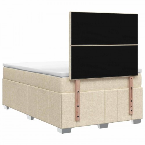 Boksmadras seng med topmadras 120 x 190 cm i cremefarvet stof