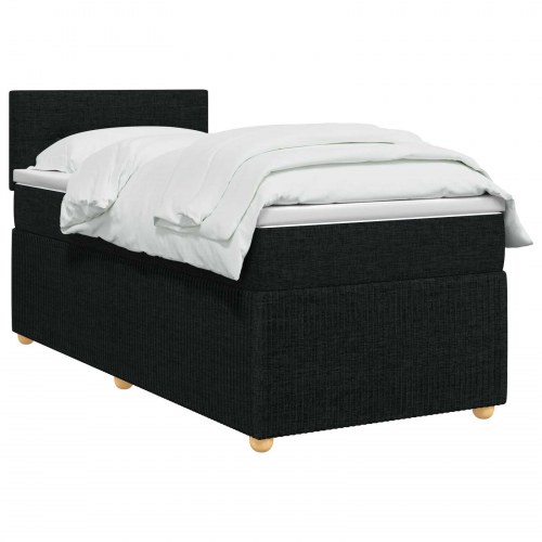 Boxmadras med topmadras og justerbar sengegavl 90 x 200 cm sort stof