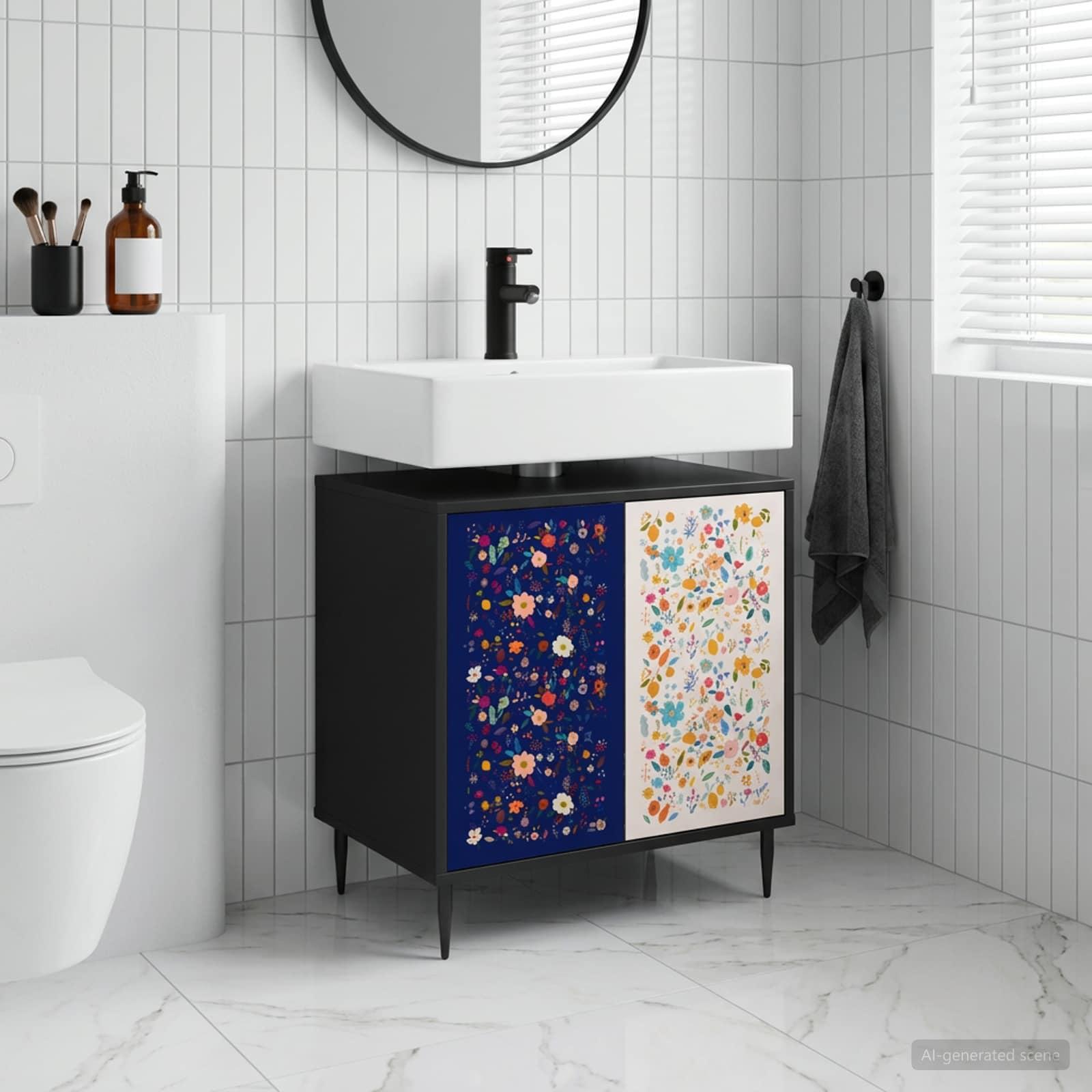 Badeværelsesskab MAINZ sort eg 60 x 40 x 61 cm i konstrueret træ