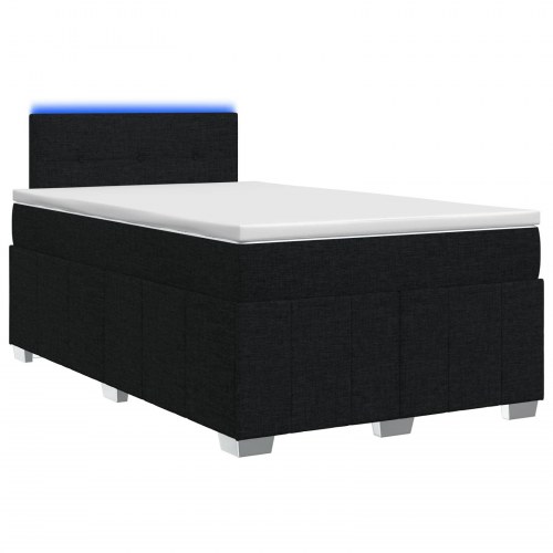 Boxmadras seng med topmadras og hovedgærde 120 x 200 cm sort stof