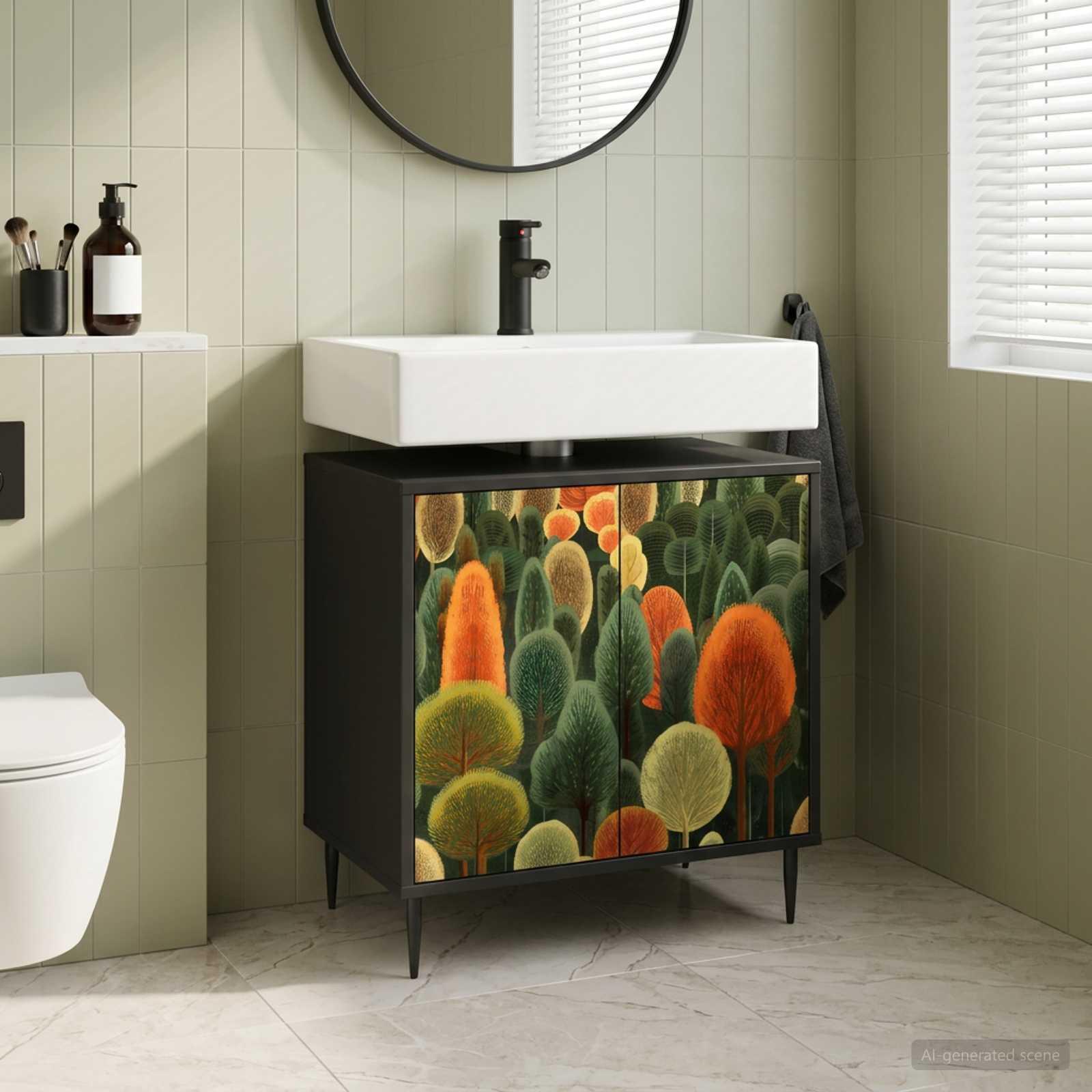vidaXL Badeværelsesskab ZAANDAM Sort eg 60 x 40 x 61 cm