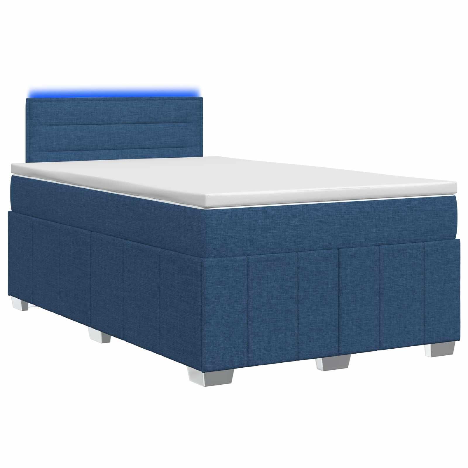 Boxmadras seng med topmadras og justerbar hovedgavl 120 x 200 cm blå