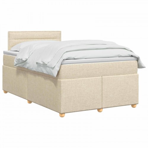 Seng med madras og topmadras cremefarvet 120 x 200 cm stof