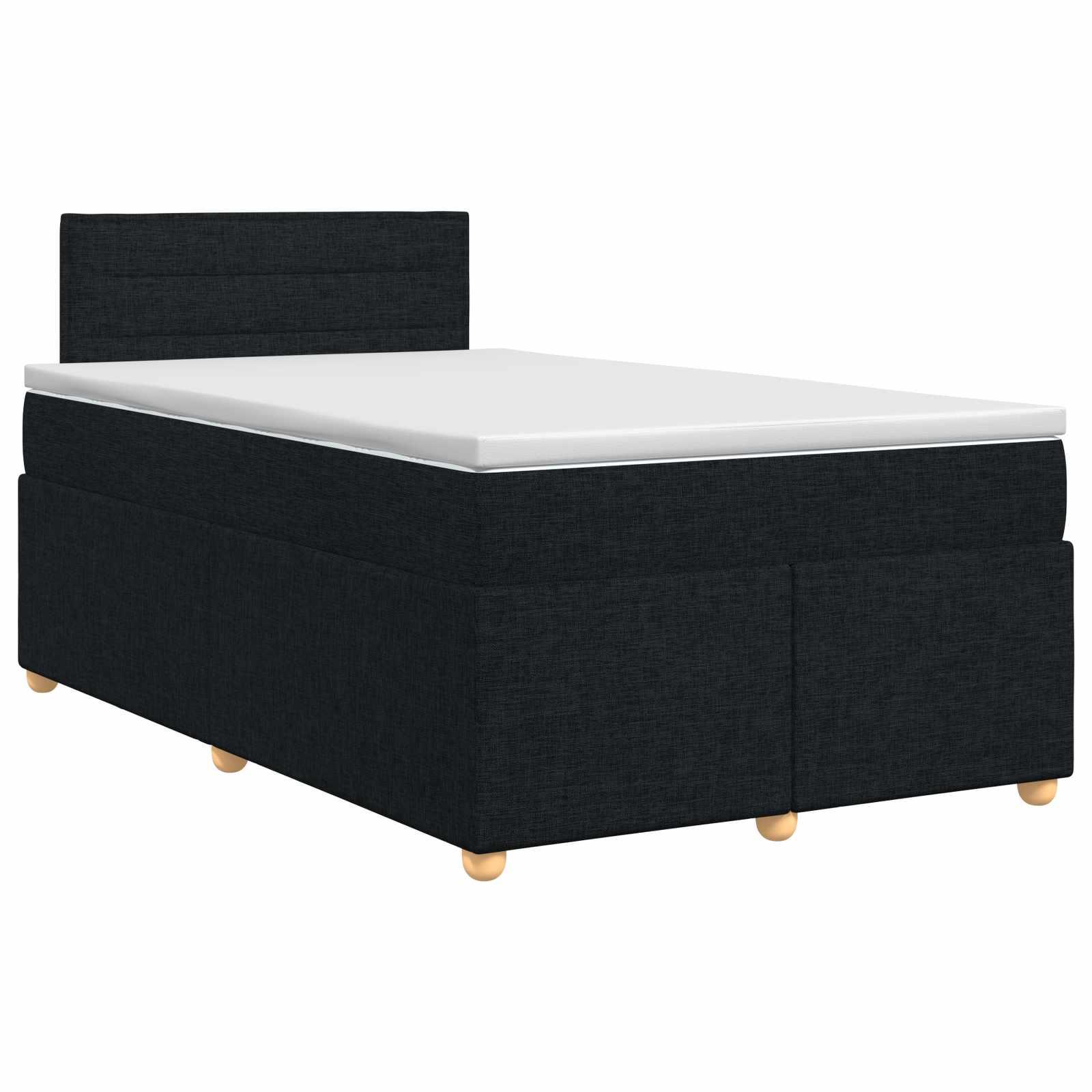 Kontinentalseng med topmadras og justerbar hovedgavl 120 x 200 cm - sort stof