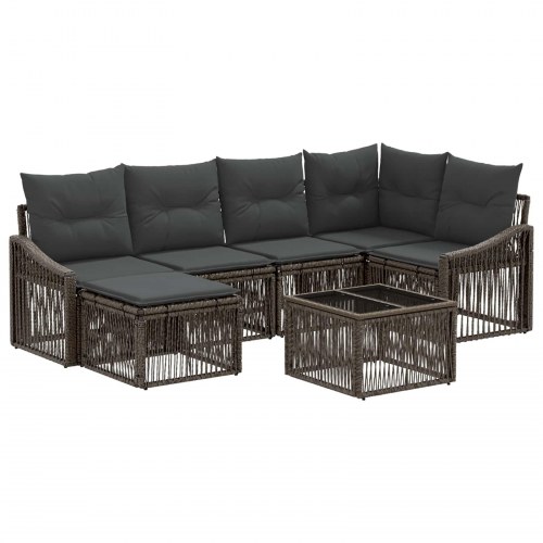 Havesofa sæt 7 dele i grå polyrattan