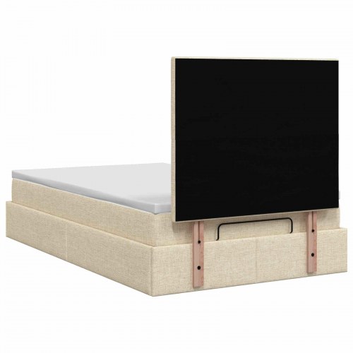 Ottomanseng med madras 120 x 190 cm - cremefarvet stof