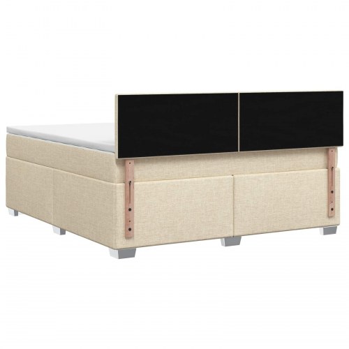 Boksmadras med topmadras og justerbar hovedgavl 140 x 190 cm - cremefarvet