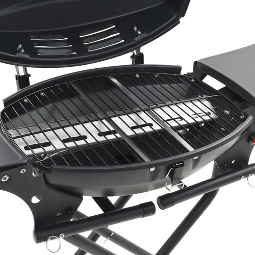 Transportabel gasgrill med madlavningszone sort