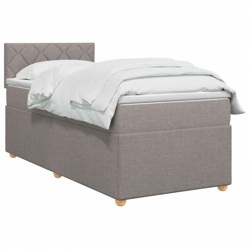 Boxmadras med topmadras 100 x 200 cm gråbrun stof