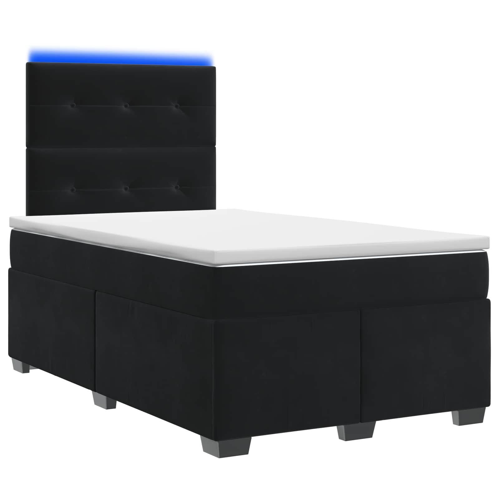 Boxmadras seng med topmadras og justerbar hovedgavl 120 x 190 cm sort fløjl