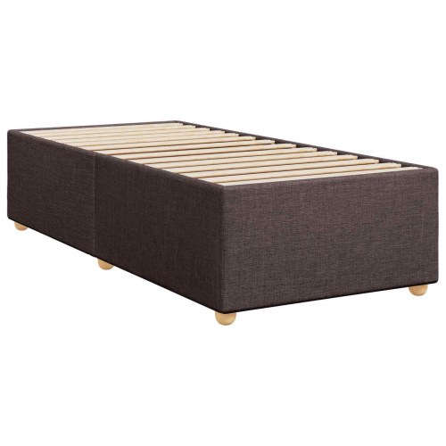 Boxspring seng med madras og topmadras 100 x 200 cm mørk brun stof