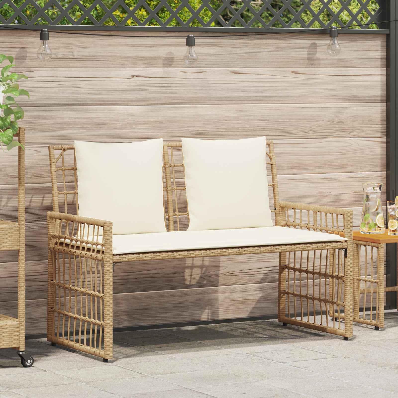 Udendørs 2-personers havebænk i stål og polyrattan 116 x 55 x 82 cm