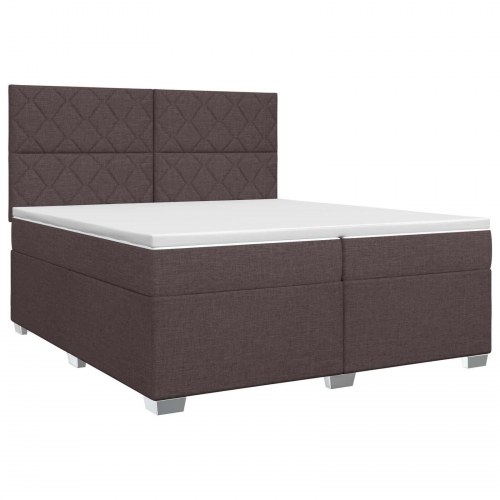 Kontinentalseng med madras og topmadras 200 x 200 cm - mørk brun stof