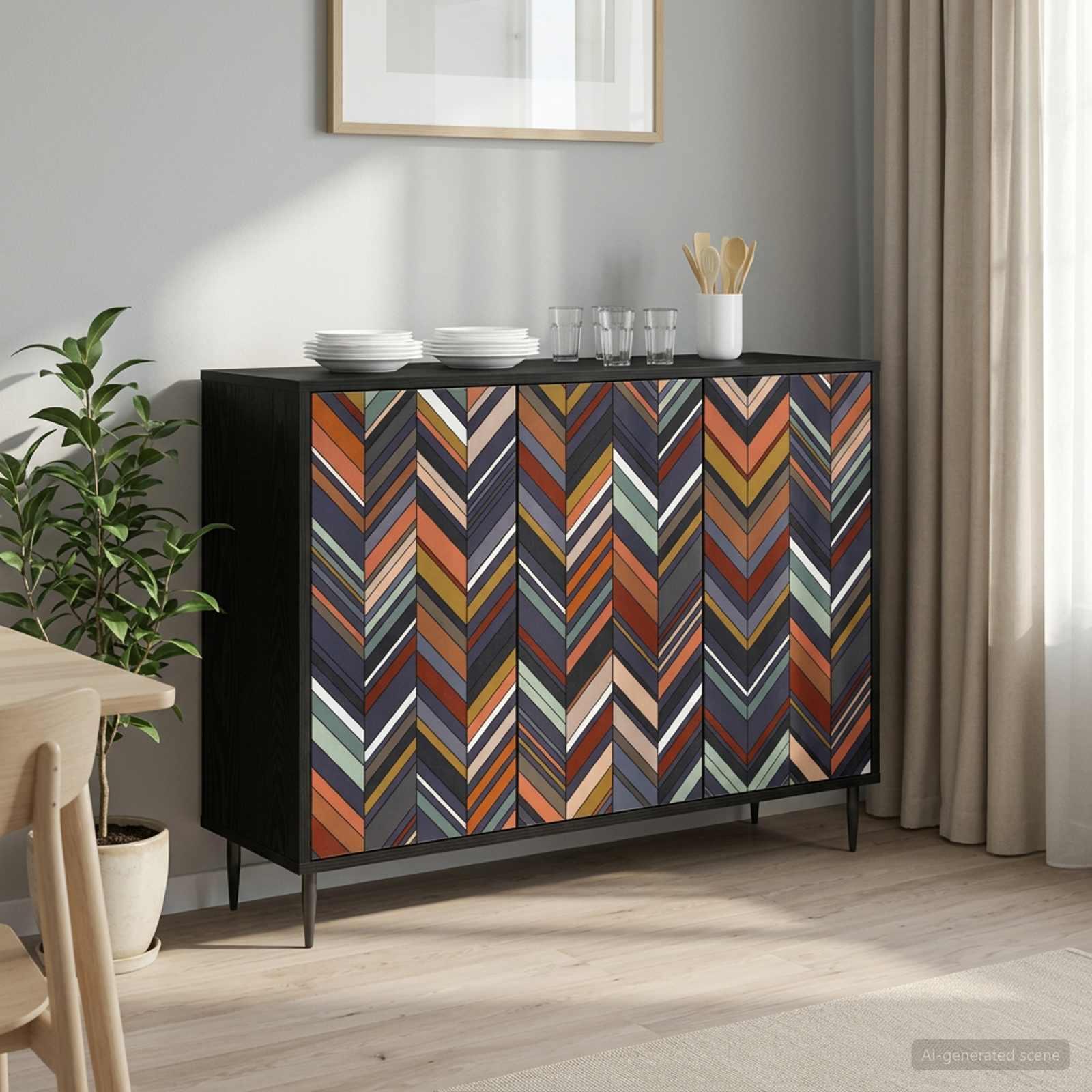 vidaXL Sideboard OMMEN Sort eg 102 x 33 x 76 cm Konstrueret træ