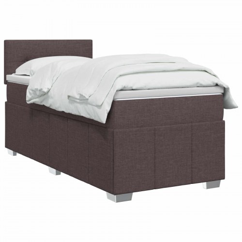 Boxmadras med topmadras og LED - mørk brun 100 x 200 cm