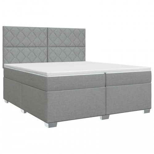 Boxspring seng med madras og topmadras 200 x 200 cm lysegrå stof