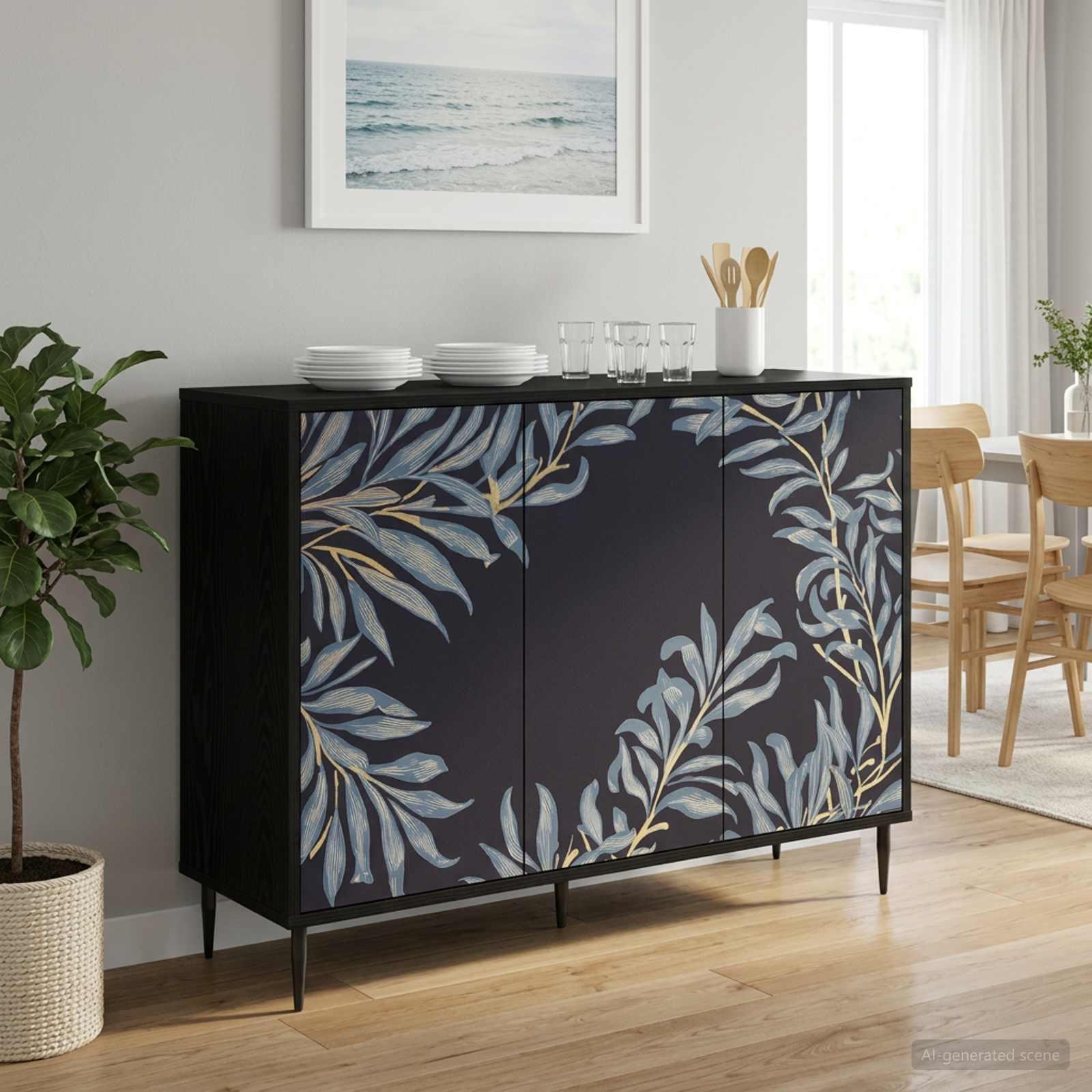 Sideboard DOKKUM i sort eg 102 x 33 x 76 cm - skænk i konstrueret træ
