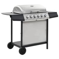 Gasgrill med 6 madlavningszoner rustfrit stål sølvfarvet