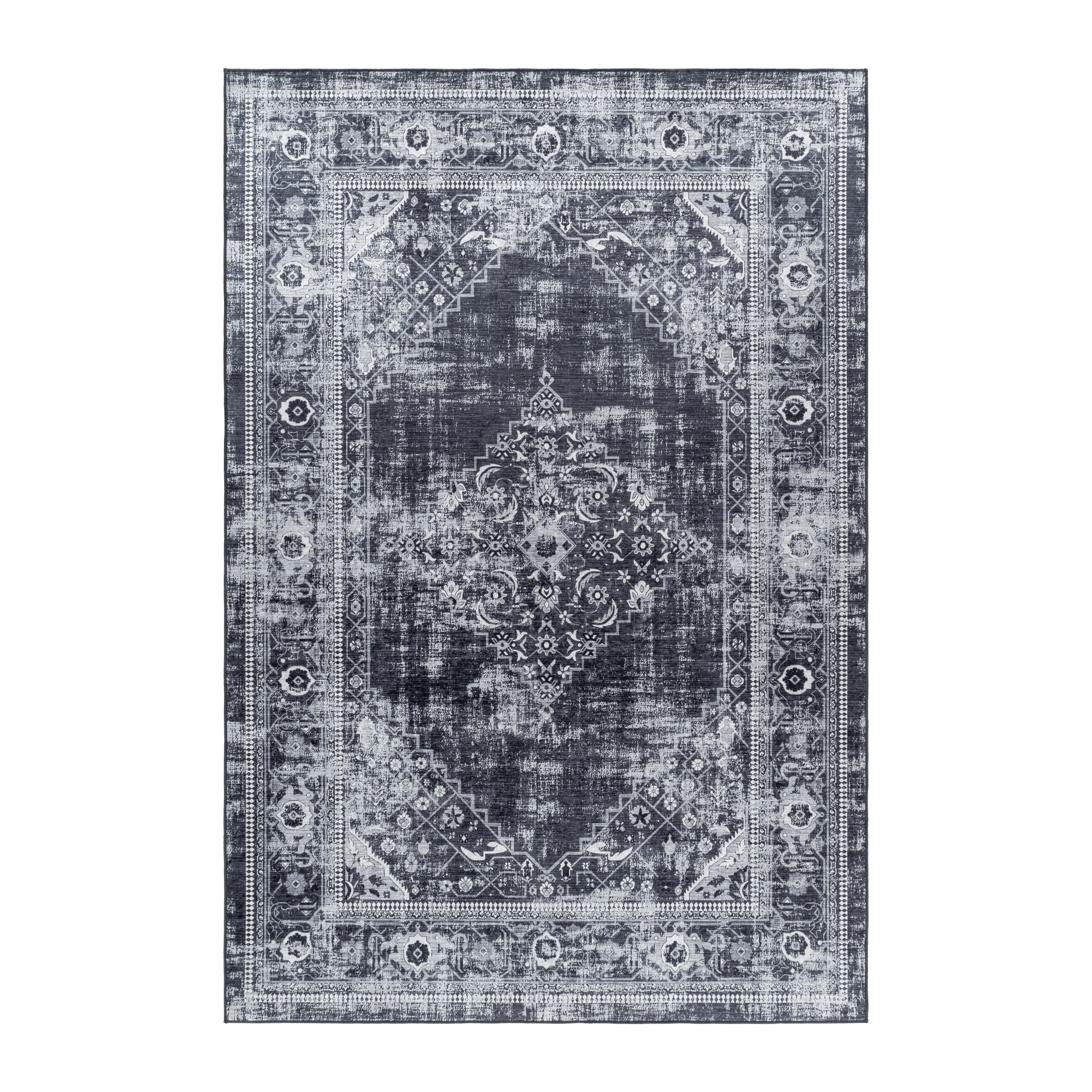 FIESTA orientalsk vaskbart tæppe sort rektangel - 160 x 230 cm