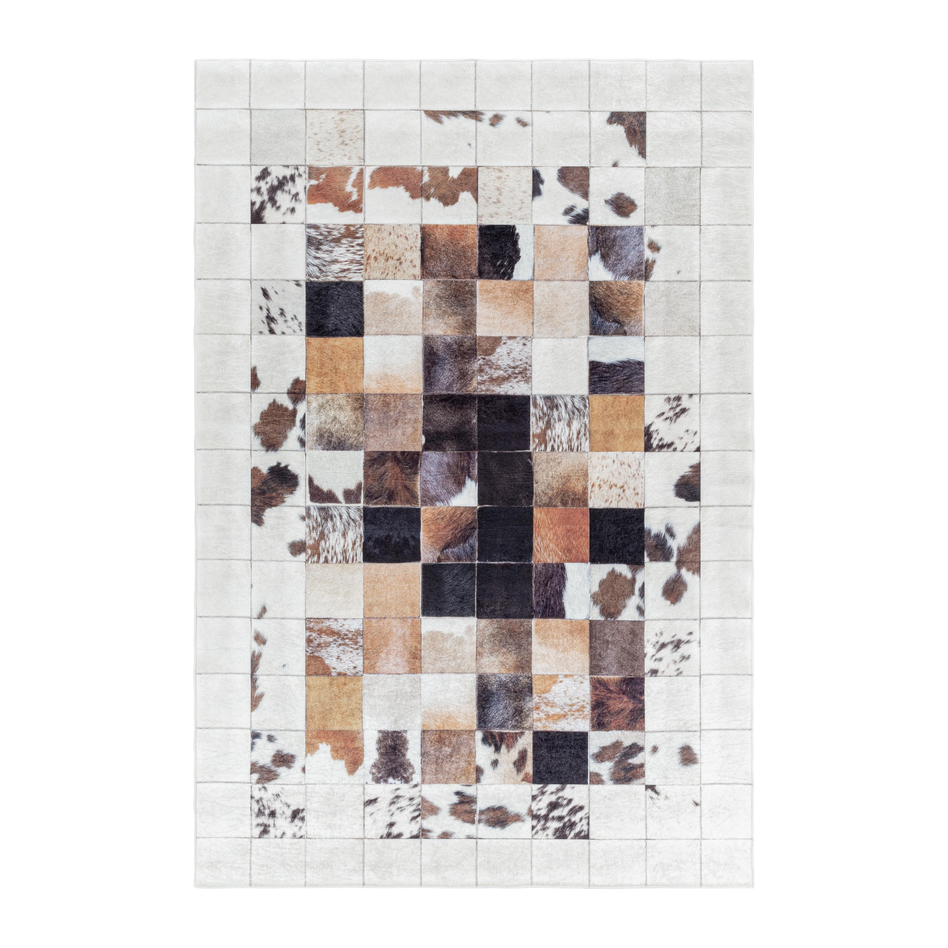 FIESTA Patchwork hvid vaskbart løbertæppe 80 x 150 cm - 80 x 150 cm