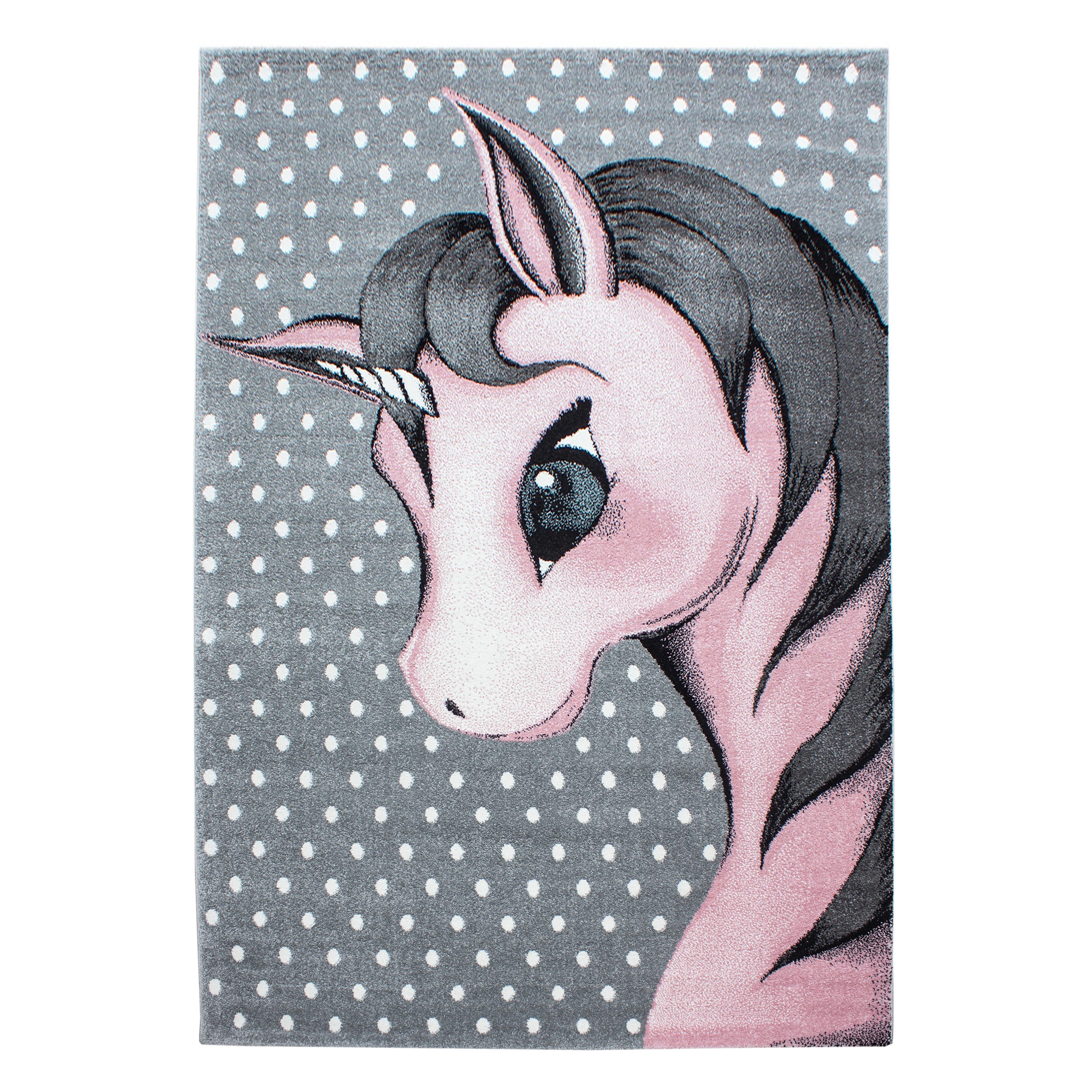 KIDS Einhorn PINK rektangulært børnetæppe med kort luv - 120 x 170 cm