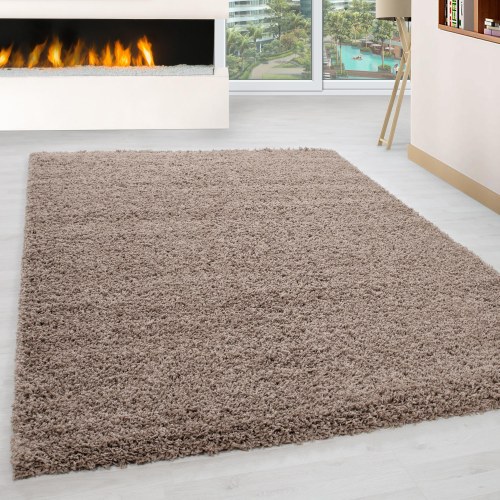 LIFE Unicolor beige shaggy tæppe rektangulært