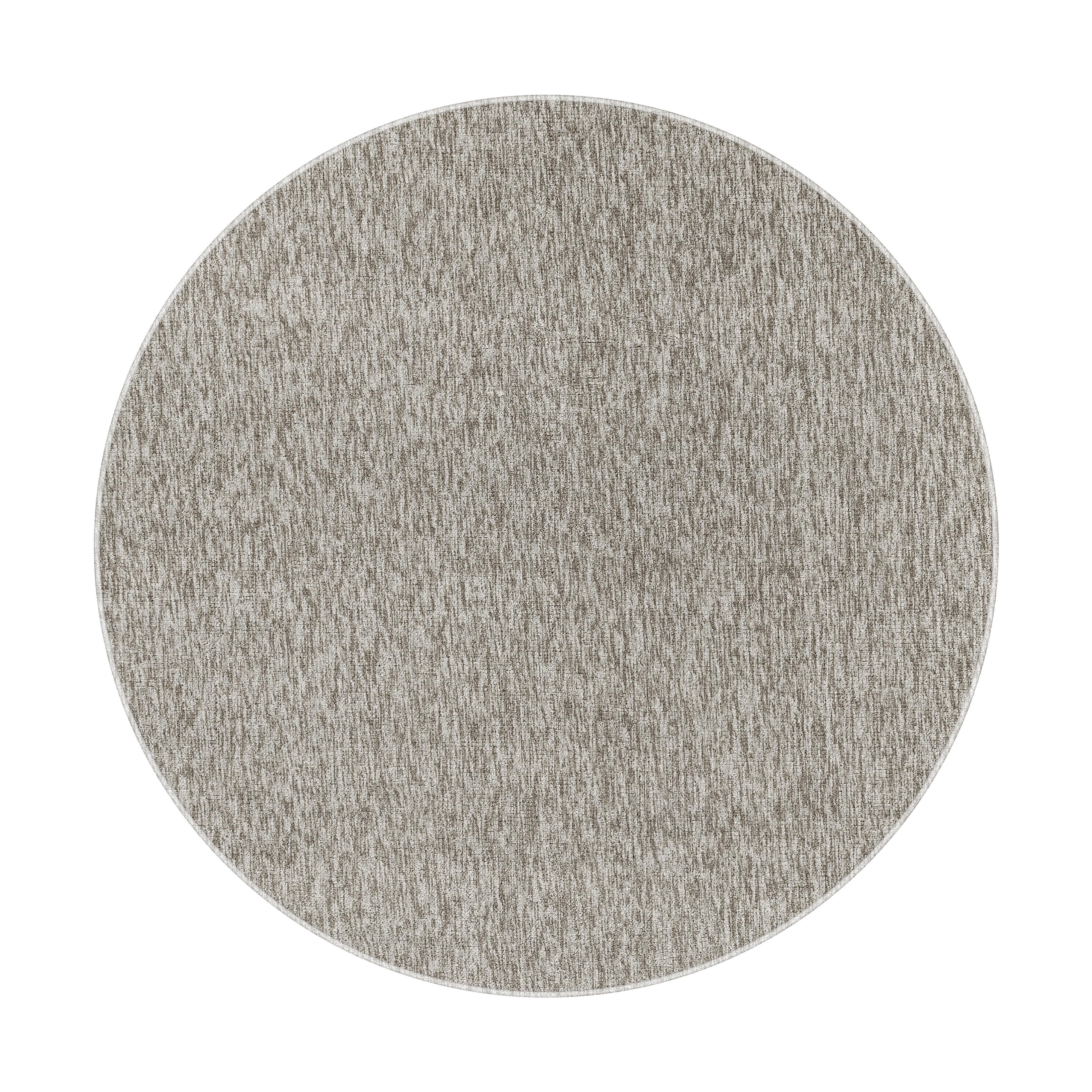 NIZZA Unicolor rundt kortluvet tæppe - beige med filtbagside og 5 mm luv - 200 x 200 cm