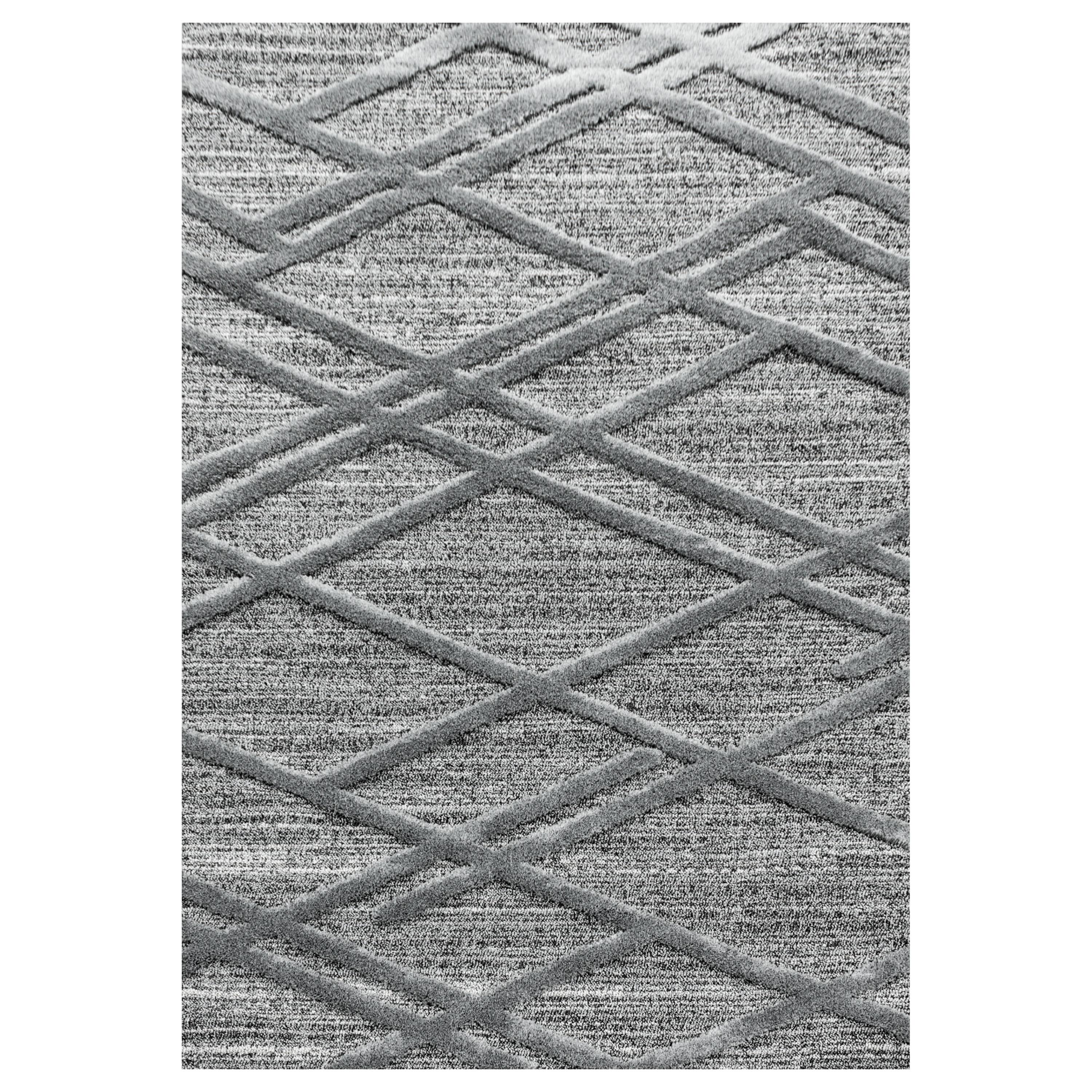 PISA Boho grå rektangulært højluvet tæppe - 140 x 200 cm