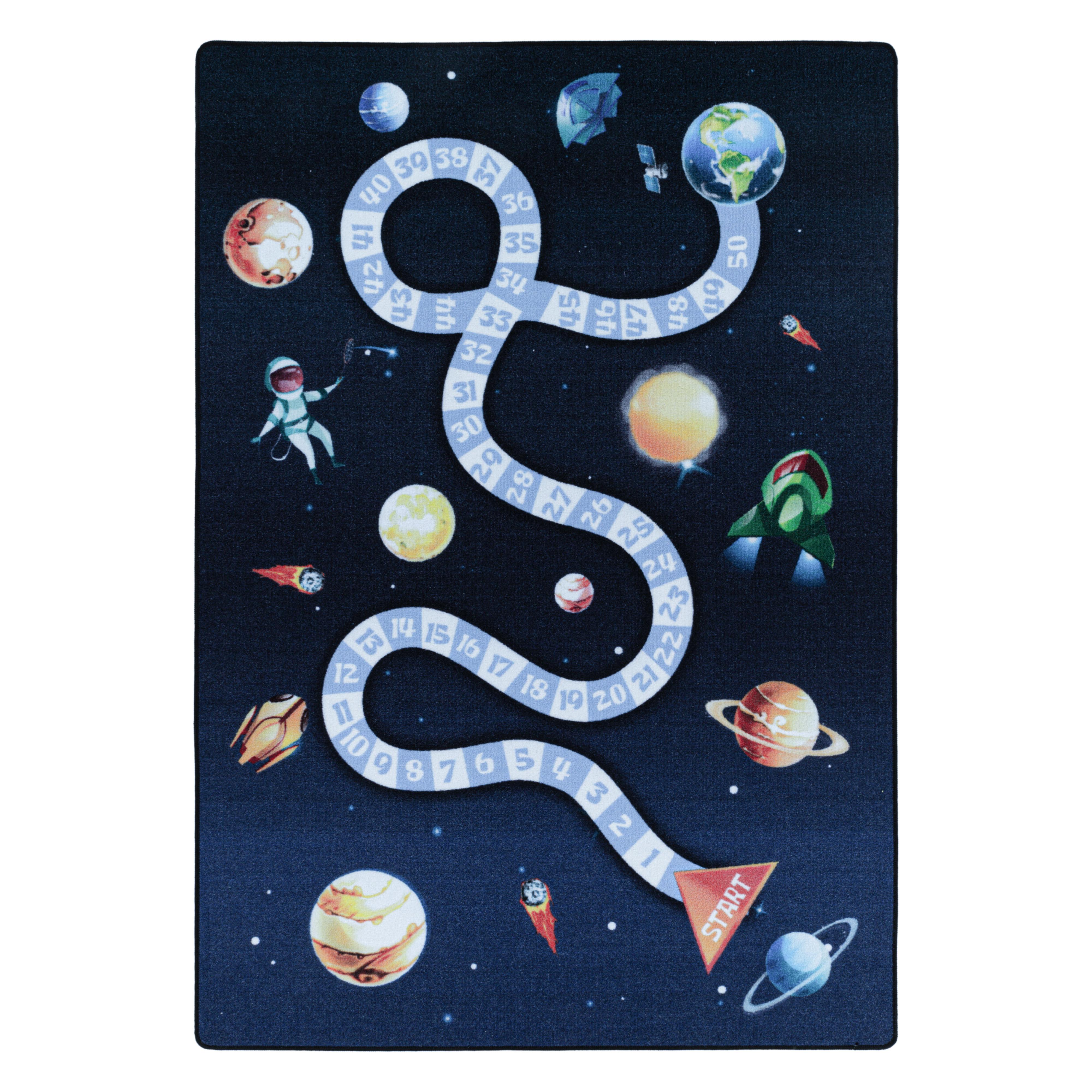PLAY Weltraum blå børnetæppe løber 80 x 120 cm - 80 x 120 cm