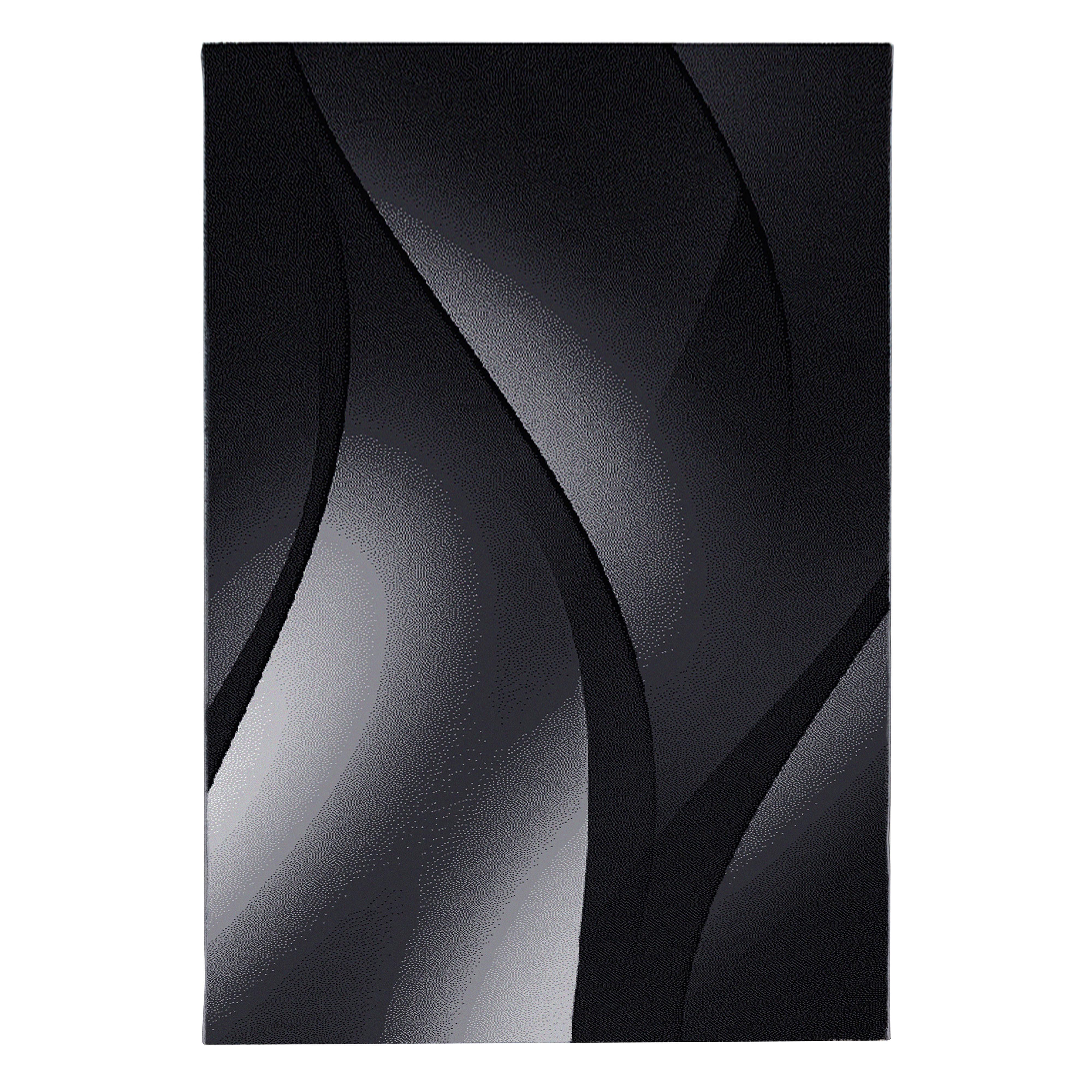 PLUS Ombre sort rektangulært kortluvet tæppe - 120 x 170 cm