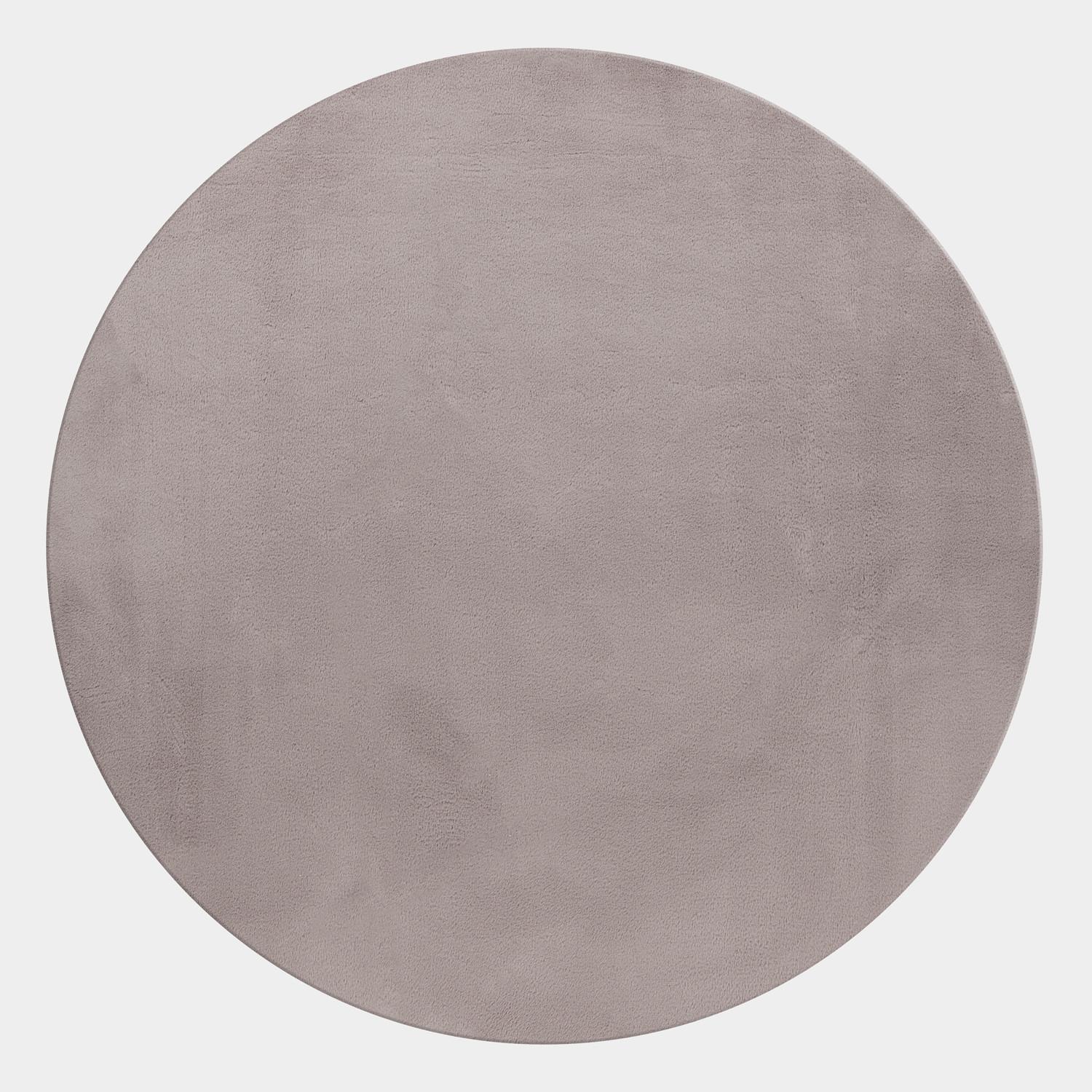 POUFFY unicolor beige rundt kortluvet tæppe - 120 x 120 cm