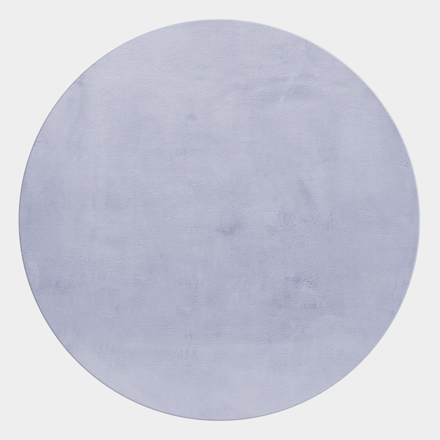 POUFFY Unicolor sølv rundt kortluvet tæppe - 120 x 120 cm