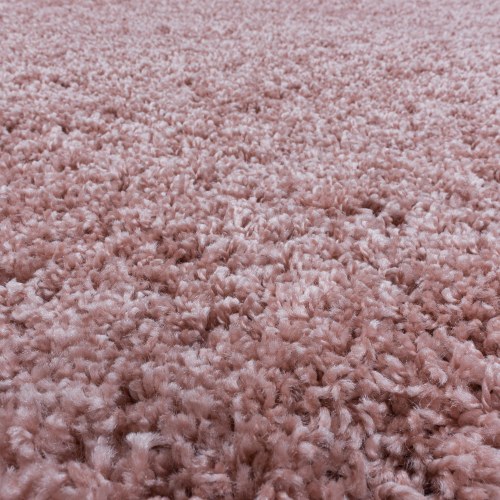 SYDNEY unicolor rundt shaggy tæppe - rosa