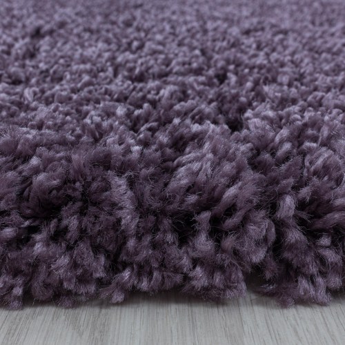 SYDNEY Unicolor violet rundt shaggy tæppe