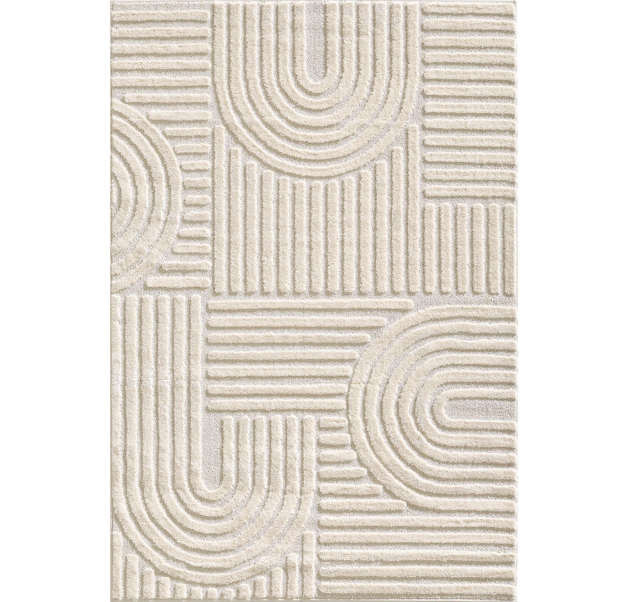 ART Skandinavisk Boho creme løber - kortluvet tæppe - 80 x 250 cm