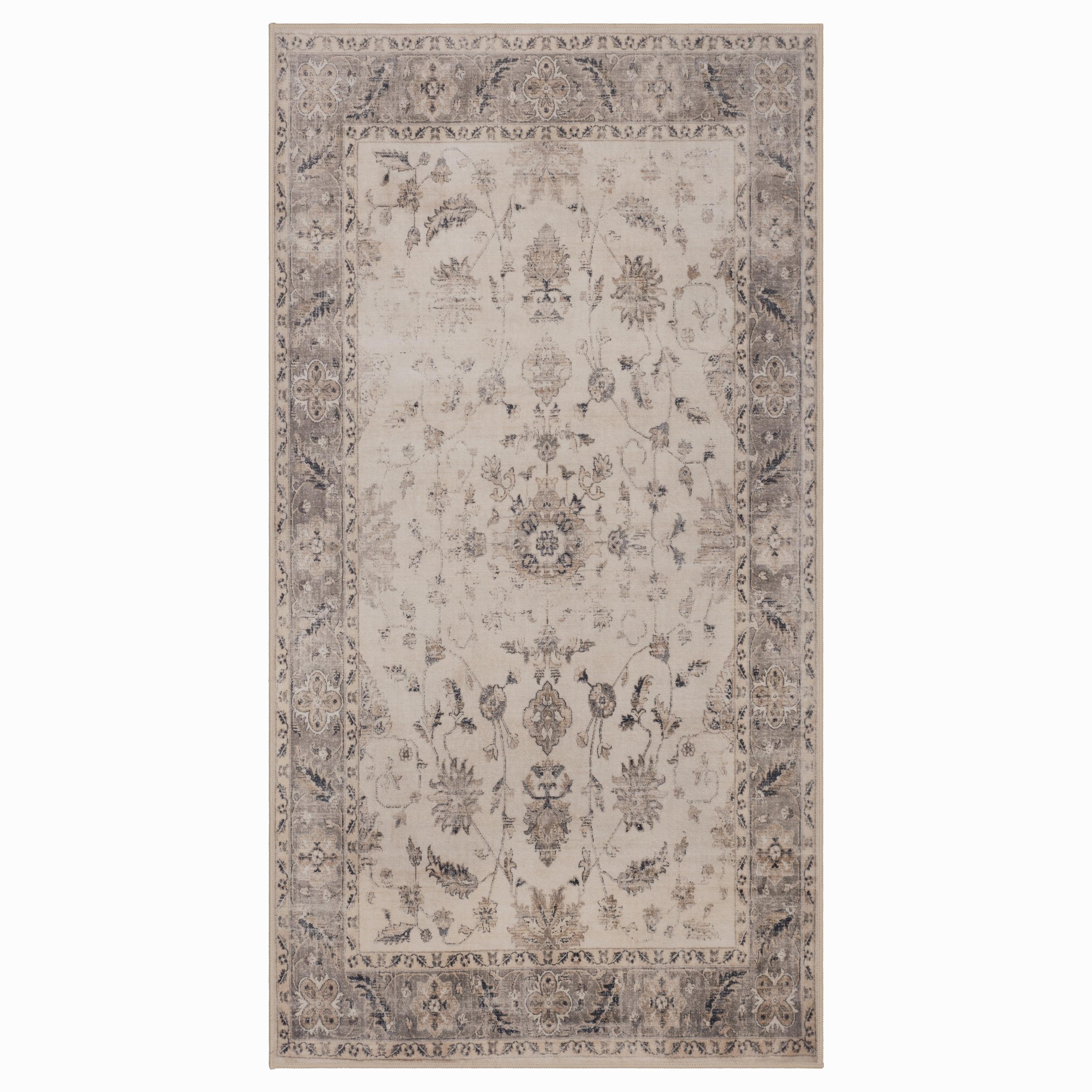INKA Vintage-Orientalsk beige løber tæppe - vaskbart kortluvet - 80 x 150 cm