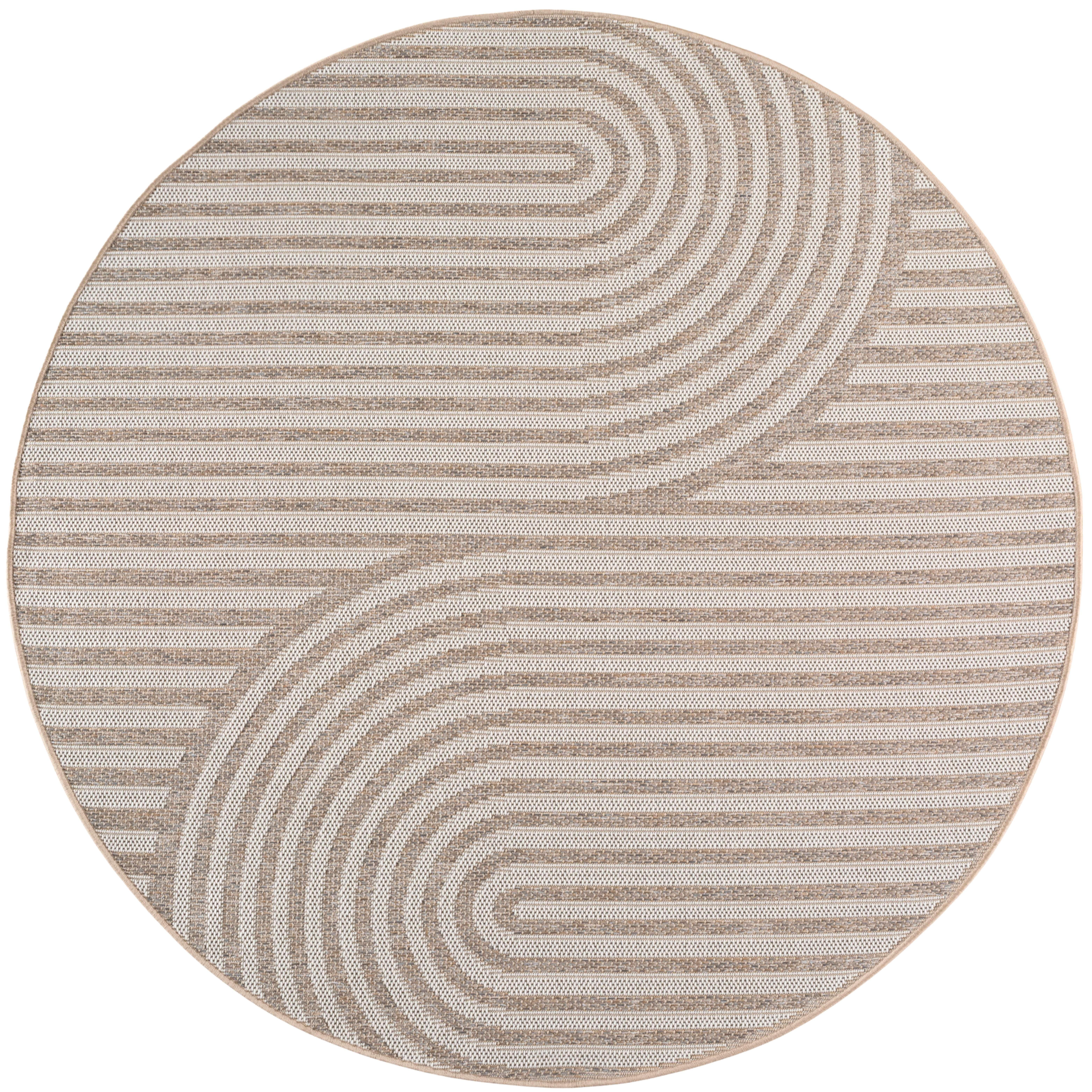 DESERT Boho rundt udendørs tæppe beige - 80 x 80 cm