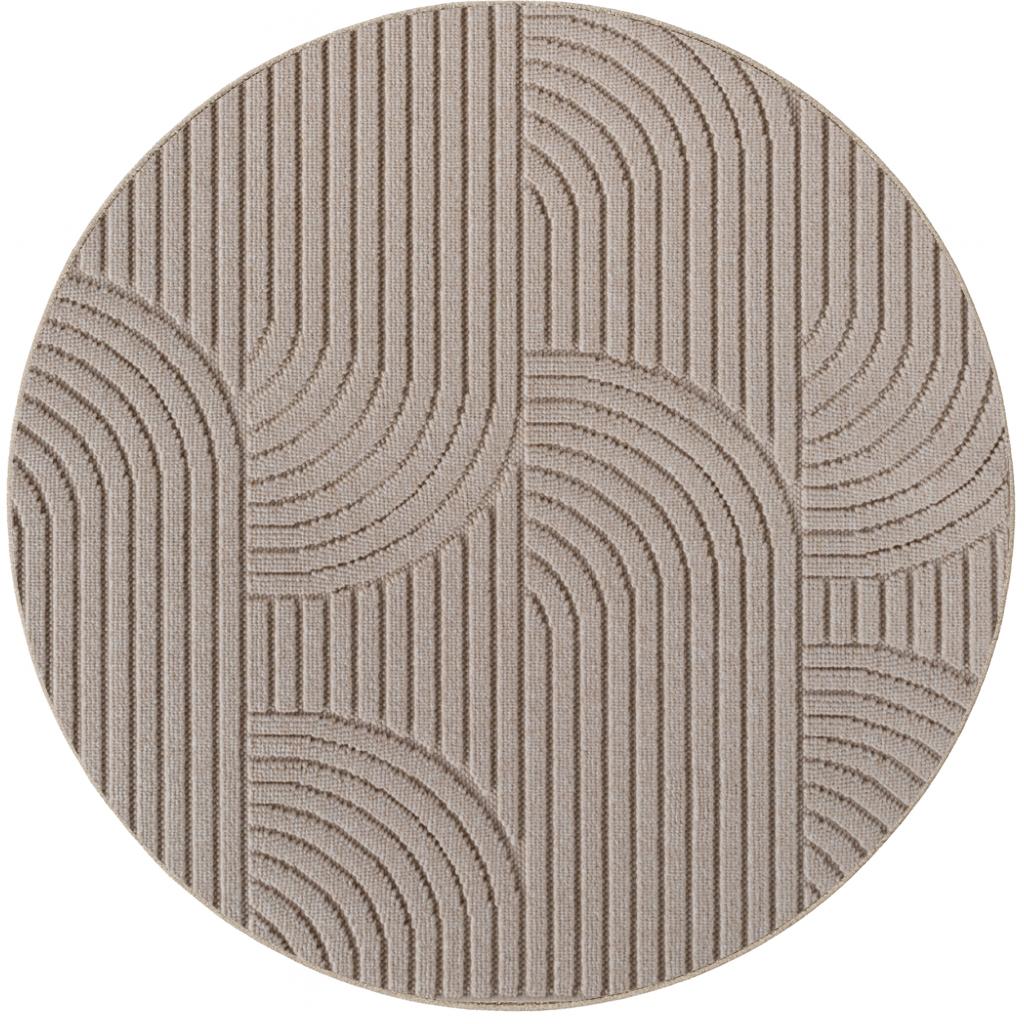 HELIX Unicolor beige rundt kortluvet tæppe - 200 x 200 cm