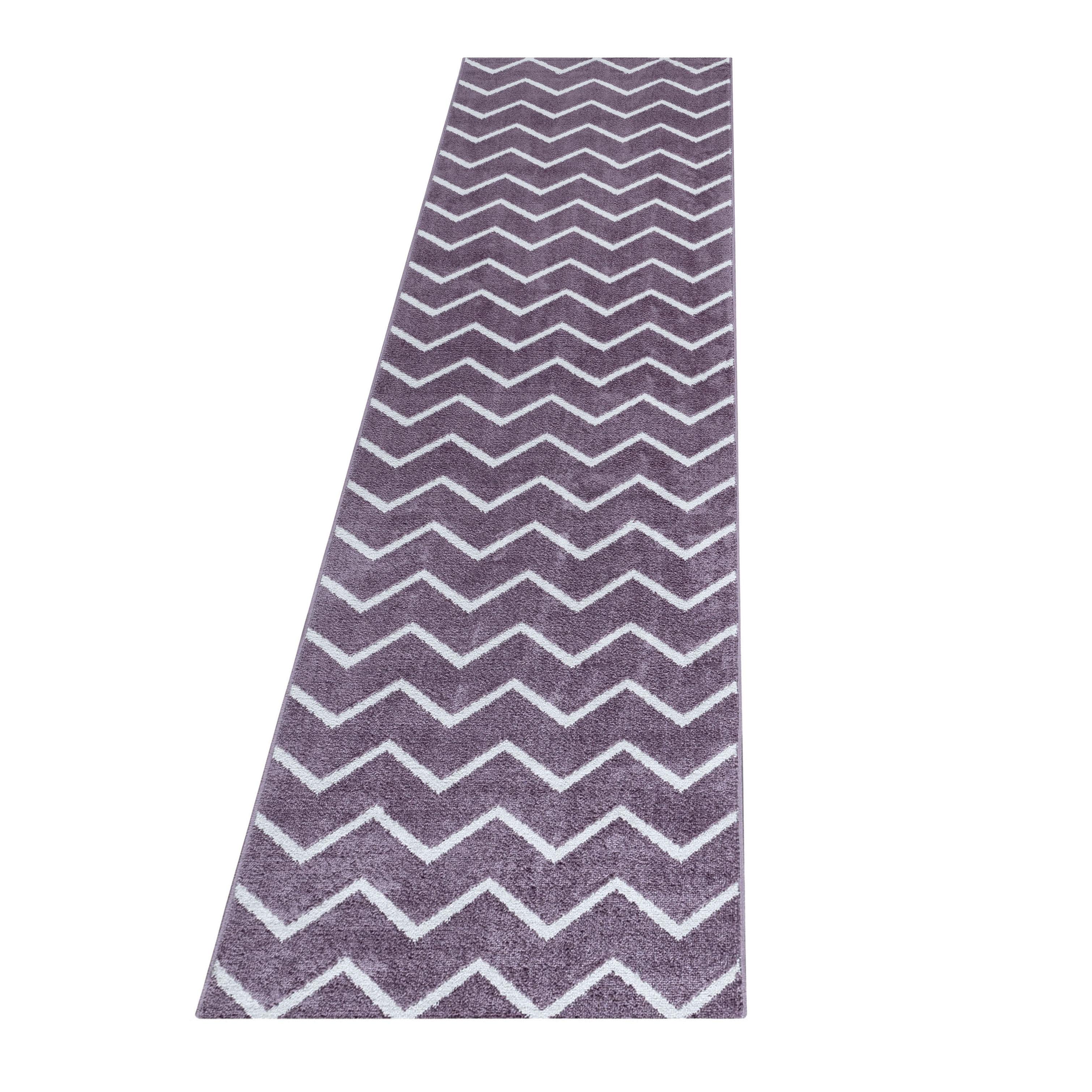 RIO Chevron violet løber kortluvet tæppe 80 x 250 cm - 80 x 250 cm