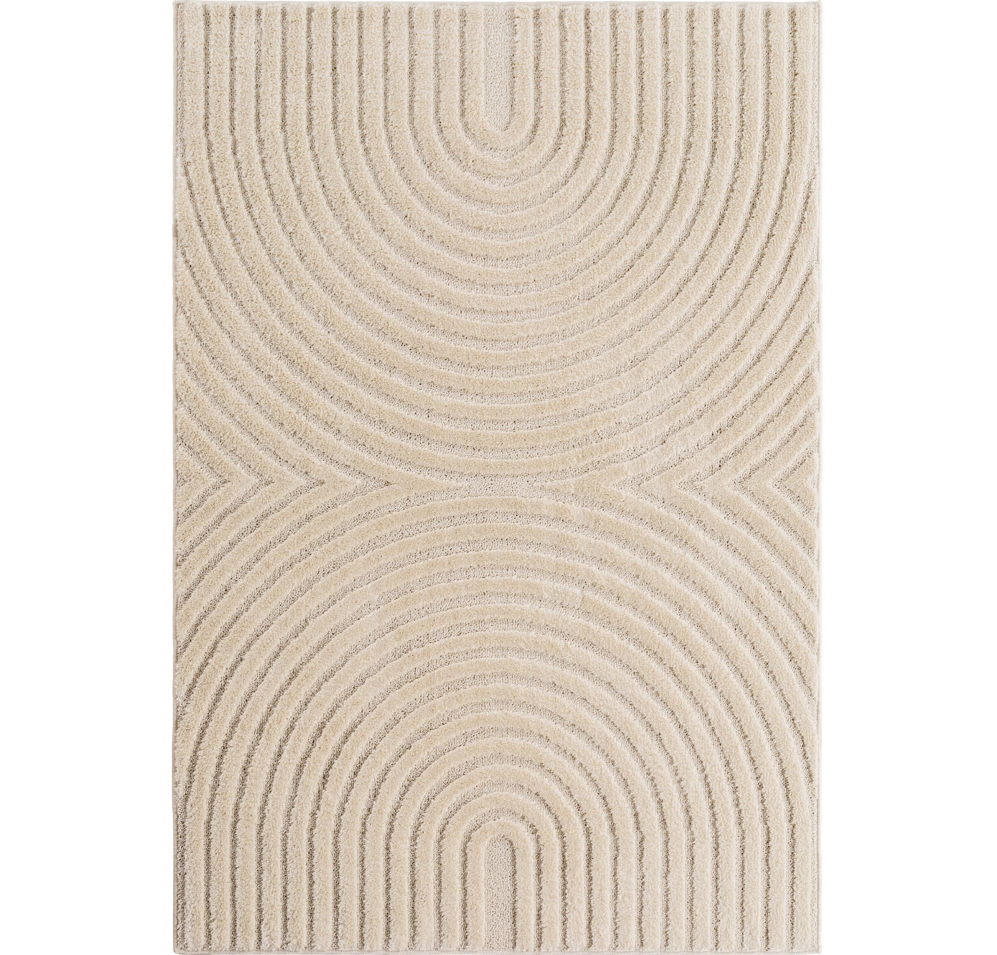 ART Skandinavisk Boho creme rektangulært kortluvet tæppe - 120 x 170 cm