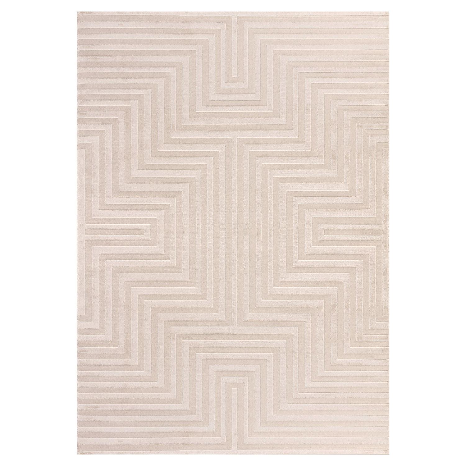 SAHARA beige rektangulært kortluvet tæppe med 3D-design 120 x 170 cm