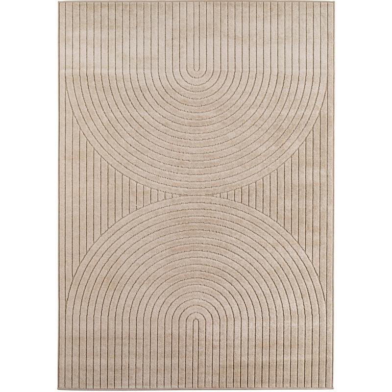 NOVA beige rektangulært indendørs- og udendørstæppe med skandinavisk 3D-design - 120 x 170 cm